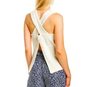 NWT Madewell Ottoman Jacquard Cross Back Ribbed Tank Ivory Size XXS